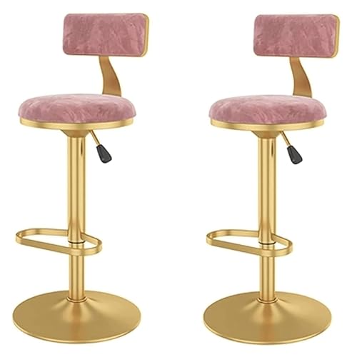 Bar Chair Barhocker, Ergonomischer Barhocker 2er-Set, Barhocker 360° drehbar, gepolsterte Barstühle/Rosa/60–80 cm Bar Stool von Generic