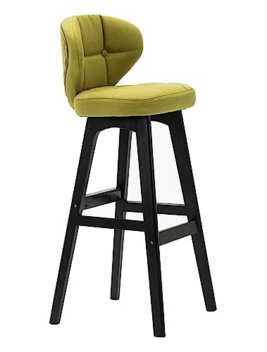 Bar Chair Barhocker, Stühle, nordischer Barstuhl mit Rückenlehne, Schwarze Hockerbeine aus Holz, Sitzkissen aus Stoff, Barhocker, Thekenhocker, Küchenstühle/Grün/Höhe 68 cm Bar Stool von Generic