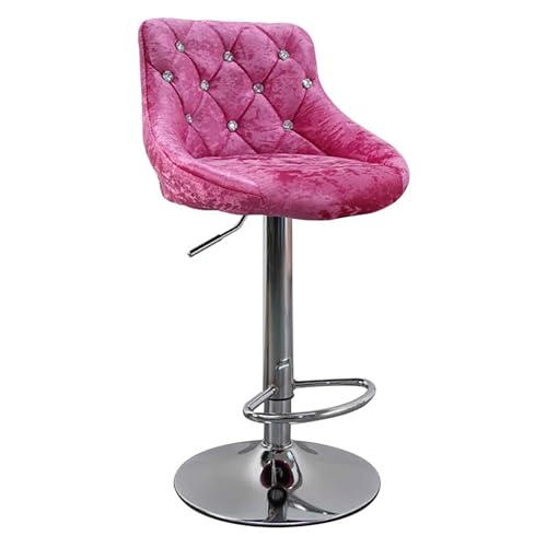 Bar Chair Barhocker, drehbarer Barhocker mit Rückenlehne und Metallgestell, moderner, ergonomischer Barstuhl, höhenverstellbarer, gepolsterter Barhocker/Rosa/60–80 cm Bar Stool von Generic