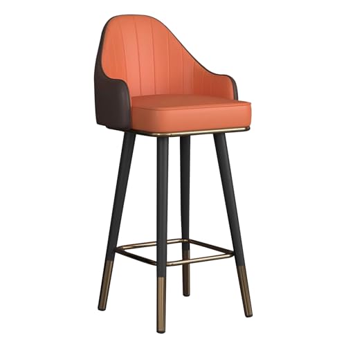 Bar Chair Barhocker, drehbarer Barstuhl aus PU-Leder, Barhocker in Thekenhöhe mit hoher Rückenlehne, Inselhocker für die Küchenbar/Orange/Höhe 65 cm Bar Stool von Generic