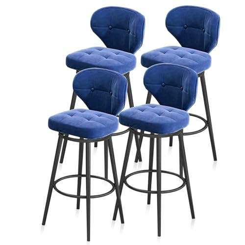 Bar Chair Barhocker 4er-Set, Samthocker in Thekenhöhe, drehbare Esszimmer-Barstühle, moderner gepolsterter Hocker für Kücheninsel, Café, Bar, Blau, schwarzes Bein 29,5" Bar Stool von Generic