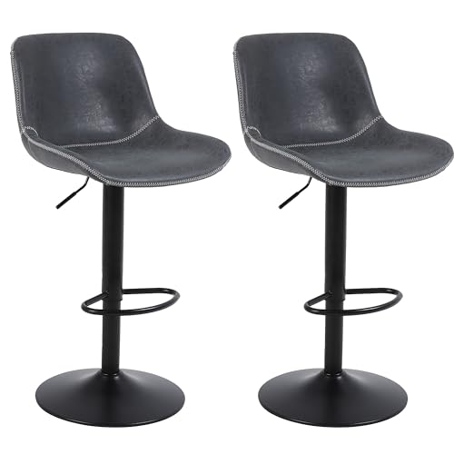 Bar Chair Barhocker-Set, 2 Stück, drehbare Barhocker in Thekenhöhe mit Rückenlehne, verstellbare Barstühle, hoher armloser Kücheninselhocker aus PU-Leder (schwarz) Bar Stool von Generic