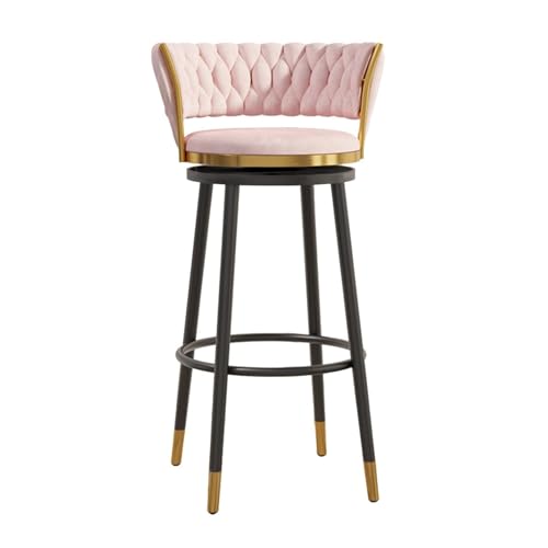 Bar Chair Drehbare Barhocker für Küchenthekenhöhe, Barstühle mit Rückenlehne, hohe Barhocker, Samt-Kücheninselhocker, 200 kg (Rosa, 75 cm) Bar Stool von Generic