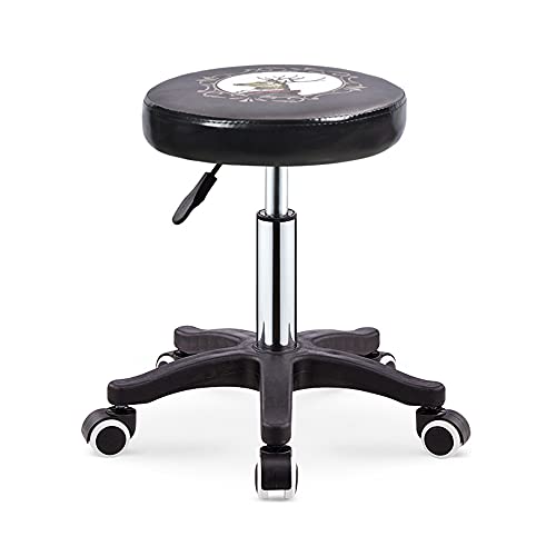 Bar Chair Drehbarer Massage-Salonhocker aus PU-Leder mit Fußstütze, runder Rollhocker, Beauty-Spa-Stuhl, höhenverstellbarer Barhocker für Friseur, Maniküre, Tattoo, Friseursalon, Schwarz Bar Stool von Generic