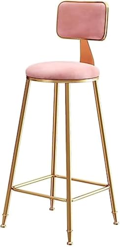 Bar Chair Hohe Barhocker, Moderne Barhocker, luxuriöse Thekenbarhocker, Samtkissen, Barhöhenhocker mit Rückenlehne und Armlehnen, Barstuhl, 220 Pfund, leicht zu bewegen (Rosa) Bar Stool von Generic