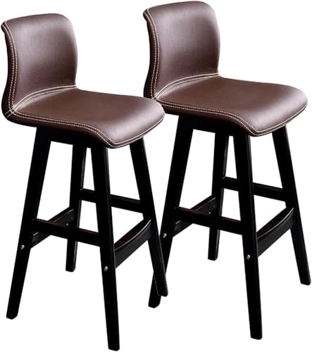 Bar Chair Hohe Barstühle, Barhocker, 2er-Set, gepolsterter Retro-Barstuhl aus PU-Leder, 28-Zoll-Sitz, Esszimmerstuhl mit Rückenlehne und Fußstütze, Thekenhocker, genießen Sie das Leben (62 cm) Bar von Generic