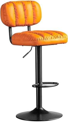 Bar Chair Hohe Barstühle, weiche Barhocker, 360° drehbarer Barstuhl, 24,8–32,7 Zoll, Verstellbarer PU-Thekenhocker mit Rückenlehne und Metallfußstütze, Esszimmerstuhl, genießen Sie das Leben (Orange) von Generic