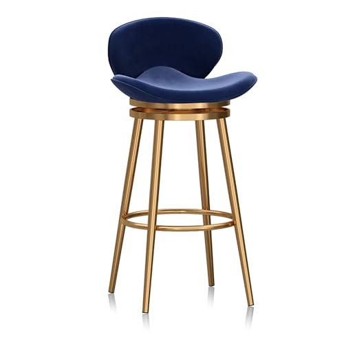 Bar Chair Moderne Barhocker, drehbarer Barstuhl in Thekenhöhe mit Rückenlehne und Metallfußstütze, gepolsterte Kücheninselhocker für die Hausbar/Kneipe, Blau, 29,5'' H Bar Stool von Generic