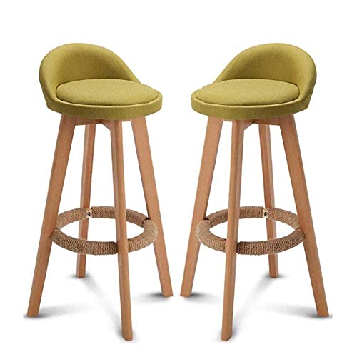 Bar Chair Möbel-Schreibtischstuhl, 2er-Set, Holz-Barhocker, Essecke und runde Sitze, Küche, Frühstückstheke, Gewächshaus, Café, Bar/Gelb Bar Stool von Generic