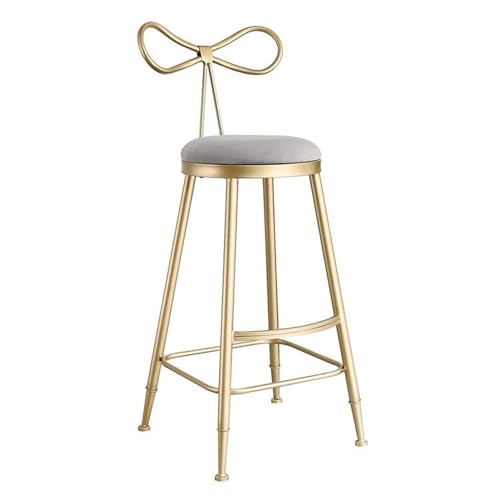 Bar chair Barhocker, moderne Höhe, grauer Samt-Thekenstuhl aus Metall mit ergonomischer Rückenlehne und Fußstütze, Barhocker für Bistro, Pub, Esszimmer, Küchenmöbel (grau, 45 cm (17,7 Zoll)) Bar stool von Generic