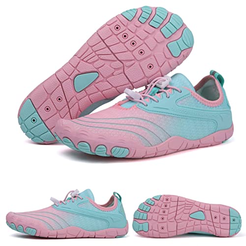 Barfussschuhe Damen Leder Luftige 39 Elegant Schuhe Badeschuhe Strand Schlappen Gr.36-47 Barfußschuhe Wasserschuhe Yoga Outdoor Leicht Sport rutschfest Barfuss Schuhe Strandschuhe von Generic