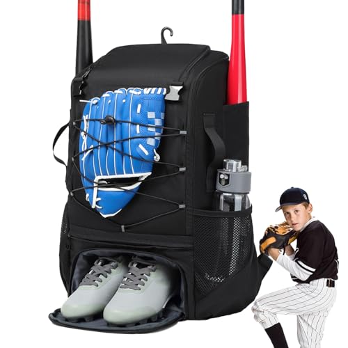Baseball-Ausrüstungstasche – Jugend-Baseball-Rucksack, leichte Softball-Schlägertasche mit Rädern, Softball-Tasche mit Zaunhaken, leichte Baseballschläger-Tasche mit Schuhfach für , Erwachsene von Generic