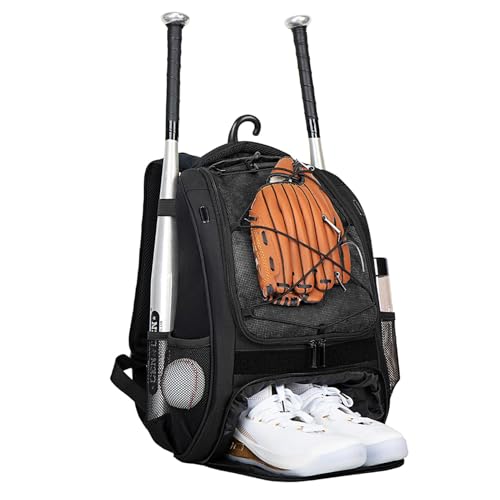 Baseball-Rucksack – Baseballschläger-Tragetasche für, sportlicher Baseballschläger-Rucksack | Jugend-Baseball-Ausrüstungstasche mit Schuhfach, großer Baseball-Rucksack für Jugendspieler-Turnier von Generic