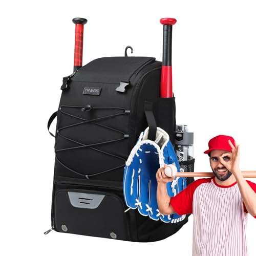 Baseball-Rucksack – wasserdichte Softball-Tasche | Softball-Schlägertasche Für Und Erwachsene, Leichte Sporttasche Mit Zaunhaken, Für Schläger, Schlaghandschuh, Helme, Mützen, T-Ball-Ausrüstung von Generic