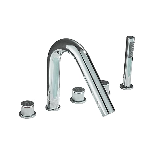 Bath Shower Mixer Tap Brass Hot and Cold Water Bath Shower Mixer Tap with 1.5 m Hose Pipe Double Lever Bath taps with Shower Mixer,Chrome,A von Generic