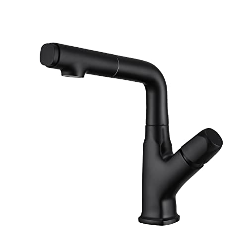 Bathroom Basin Mixer tap Swivel with Pull Out Spray Height adjtable Pull Out Mixer Basin tap Mixer tap for Kitchen Bathroom Sink Basin Mixer with Shower Black von Generic