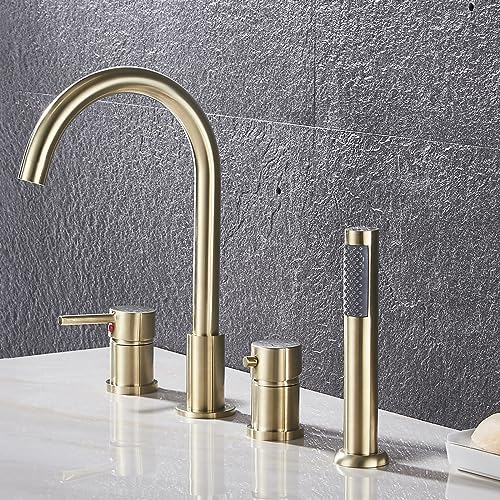 Bathroom taps Mixer with Shower Set Single Lever Bath Shower Mixer tap Bath taps with Shower Mixer for Bathroom, Gold von Generic