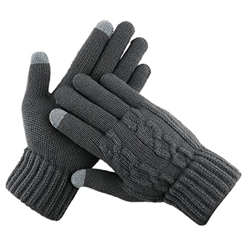 Baumwollhandschuhe Strick Handschuhe Warme Screen Gloves for Winter Thermals Plus Fahrradhandschuhe aus Strick Handschuhe Warm Damen (Dark Gray, One Size) von Generic