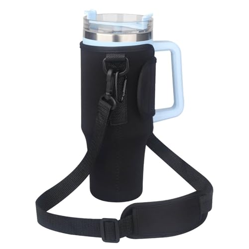 Bechertasche für Stanley Cup Zubehör, Travel Mug Accessories für Quencher 40 oz, Tasche mit Verstellbar Schultergurt für Reisen, Camping (Schwarz) von Generic