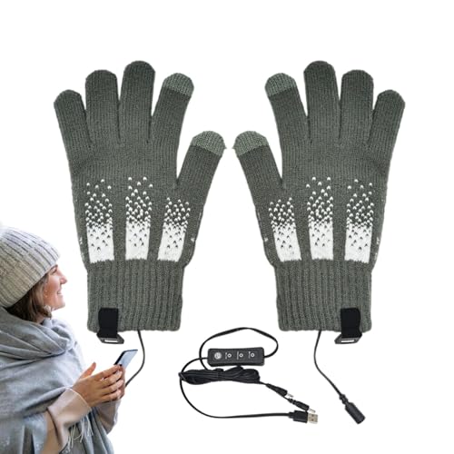 Beheizbare Handschuhe, beheizbare Handschuhe für Herren - Wandern Radfahren USB-Handwärmer - 3-stufige Schneemobil-Thermo-Winterhandschuhe, abnehmbare Touchscreen-Schnee-Ski-Handschuhe zum Fahren, Rad von Generic