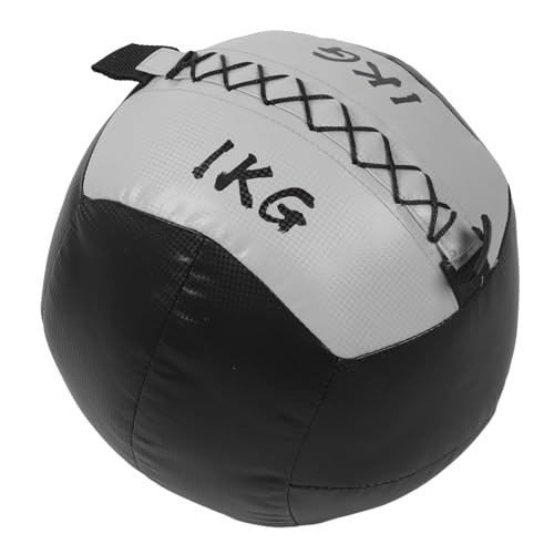 Beschwerter Wandball, Übungswandball aus PU-Leder mit Leichtem Griff für Krafttraining (schwarzes Silber) von Generic