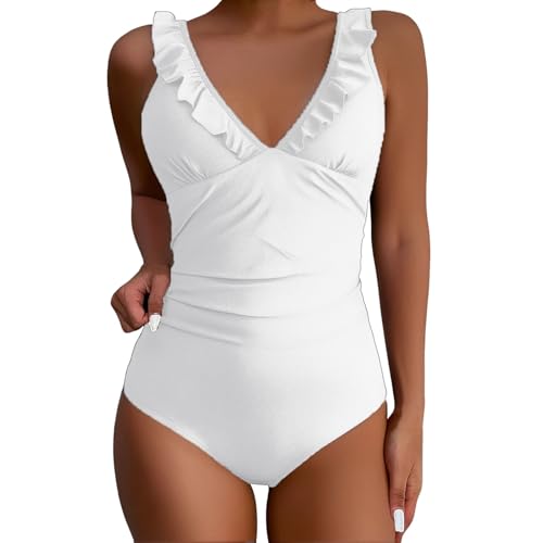 Bikini Damen Bauchweg Badeanzug, Schwimmanzug Damen Einteiliger Bademode V-Ausschnitt Swimming Suits Women, High Waist Einteiliger Badeanzug Badebekleidung Strandmode Triangel Bikini Sport Badeanzug von Generic