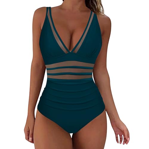 Bikini Damen Bauchweg Badeanzug, Swimming Suits Women Einteiliger Schwimmanzug V-Ausschnitt Bademode Damen, Sexy Curvy High Waist Badeanzug Mit Shaping Effekt Bikini Plus Size Bikini Sportlich Damen von Generic