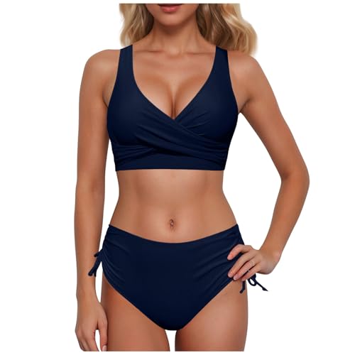 Bikini Set für Damen Abnehmbare Cups Tanktop V-Ausschnitt High Waist Bauchweg Badeanzug Bademode Swimsuit Sport-Schwimmanzug Sommer Strandmode Bikini-Unterteile Strukturierte Bademode von Generic