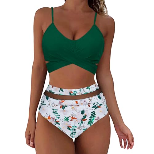 Bikini-Sets Für Damen, Zweiteiliger Badeanzug Damen Damen Badeanzug Badeanzüge Bikinis Für Damen Bauchweg Raffung Crossback High Waist Schwimmanzug Schwimmanzug Damen Badeanzug von Generic