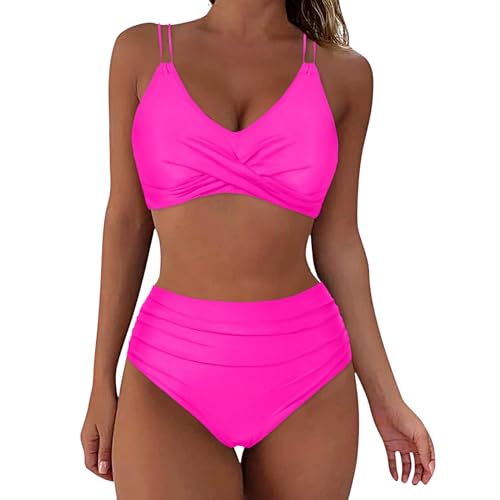 Bikini-Sets Für Damen, Zweiteiliges Badeanzugset Für Damen Damen Badeanzug Bauchweg Sport Bikini Damen Ruched Bauchweg Badekleid Bauchweg Strandmode Badebekleidung Für Frauen Bademode Swimsuit von Generic