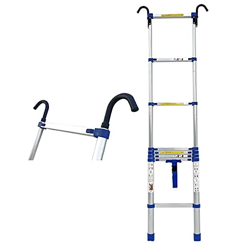 Blaue Hochleistungs-Teleskopleiter mit Haken, 2 m/2,7 m/3,1 m/3,5 m/3,9 m/4,6 m/5 m hoch, klappbare Teleskopleitern für Zuhause/im Freien von Generic