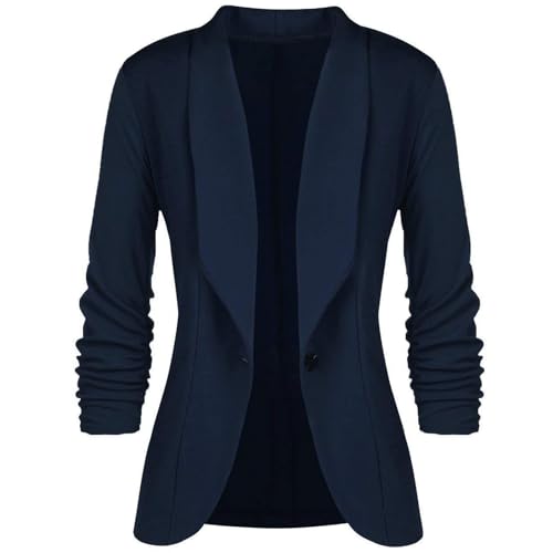 Blazer Damen Elegant, Jackett Frühling Casual Sweatblazer, Einfarbig Slim Fit Open Front Blaser Jacke Oversize Blazer Damen Kurz Basic Vintage Blazer Große Größen Sommerjacke Damen Leicht von Generic