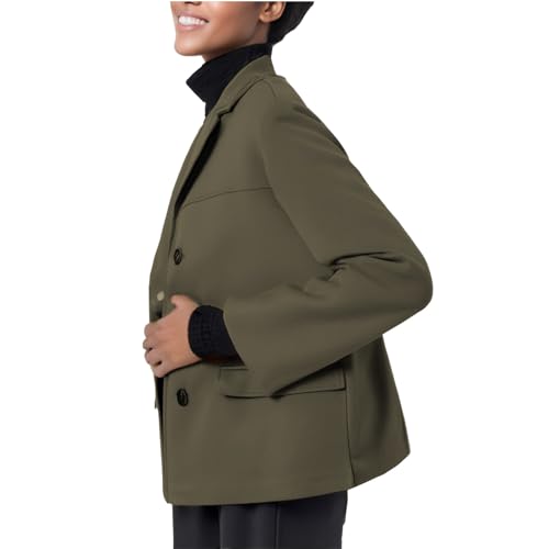 Blazer Damen Elegant, Jackett Frühling Casual Sweatblazer Damen, Einfarbig Tailliert Open Front Blaser Jacke Damenblazer Frühjahr Bequem Bügelfrei Trachtenjacke Damen Blazer Frühjahr von Generic