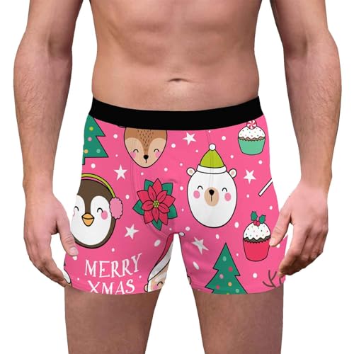 Boxershort Weihnachten, Weihnachten Unterwäsche Sexy Shorts Weihnachtsmotiv Boxershorts Stretch Bequeme Unterhosen 2024 Weihnachts Rotes Unterhose von Generic