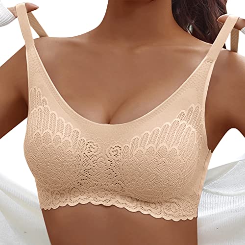 Bralettes Damen Push Up Deep Cup Bra Mit Abnehmbare Träger Damen Sport BHS Uplift Bra Spitzen BH Minimizer Seamless Rückenfrei BH Bustier Spitze Schwarz Ohne Bügel BH BHS Crop Tops von Generic