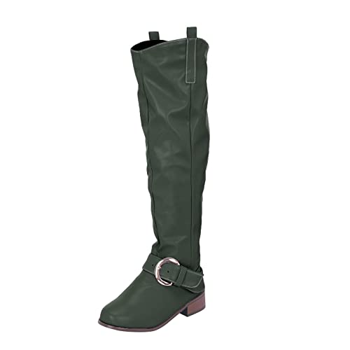 Britische Ritterstiefel, mit Fell gefüttert, für den Winter, warme Schneestiefel, Damen-Reitstiefel, Stiefel mit Reißverschluss, Schnalle, neue lange Schuhe, römische Damenstiefel mit klobigem Absatz, von Generic