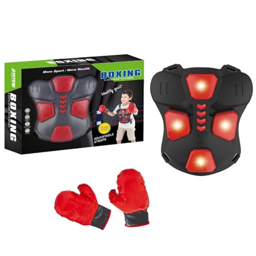 Brustschutz fürs Boxen – Boxsackpolster – Musikalische Boxjacke mit LED-Beleuchtung für Kinder, Taekwondo-Brustschutz mit Handschuhen | Boxschutzausrüstung für Kinder, Oberbauchschutzpolster für das H von Generic