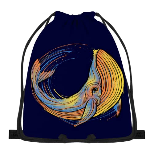 Bunter Schwimmender Wal Gym Sack Nachhaltig Daypack Hipster Sportrucksack Für Kinder Reisen Freizeit von Generic