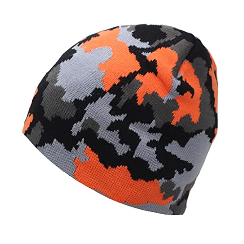 Camouflage Strickmütze Herren Bie Damen Wintermützen Skullies,Orange,Einheitsgröße von Generic