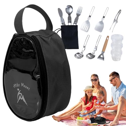 Camping Geschirr Set, Camping Kochgeschirr Set | 11 Teile Küchenhelfer Schalen und Gabeln Grill Set - Faltbare Aufbewahrungstasche, C-Zubehör von Generic