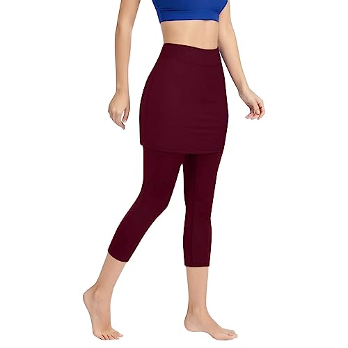 Capri Leggings Damen, High Waist Leggins|Elegant Yogahose 3/4 Elastische Blickdicht Große Größen Booty Scrunch Leggins Bauchkontrolle für Sexy Sport Yoga Fitnesshose Gym Schwarze von Generic