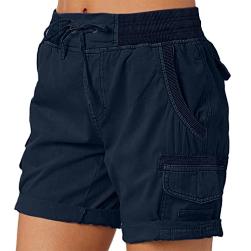 Cargo Shorts Damen Sommer - Bermuda Shorts Damen mit Gummizug Kurze Hose High Waist mit Taschen Cargoshorts Locker Wandershorts Chino Sportshorts Shorts für Damen Teenager Mädchen von Generic