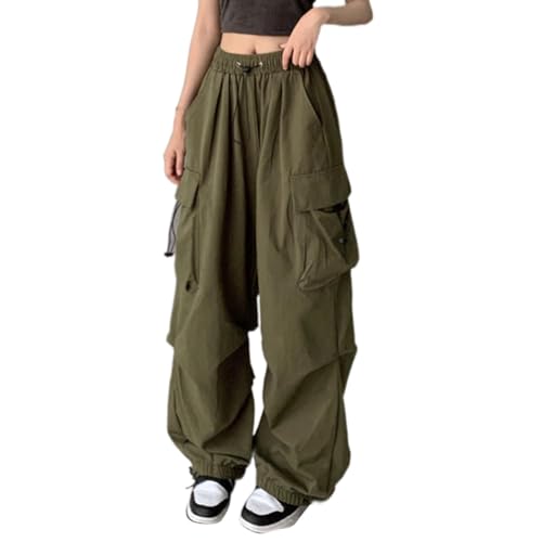 Cargohose Damen Baggy - Weite Hose Damen Hip Hop Y2K Jogginghose Streetwear Freizeithose mit Gummizug Oversized Vintage Sweathose Lässig Lockere Cargo Hosen für Frauen Teenager Mädchen von Generic