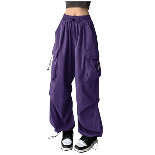 Cargohose Damen Baggy - Weite Hose Damen Hip Hop Y2K Jogginghose Streetwear Freizeithose mit Gummizug Oversized Vintage Weites Bein Sweathose Fallschirmhose Cargo Lange Hosen für Damen Cargohose Damen Baggy - Weite Hose Damen Hip Hop Y2K Jogginghose Streetwear Freizeithose mit Gummizug Oversized Vintage Weites Bein Sweathose Fallschirmhose Cargo Lange Hosen für Damen von Generic