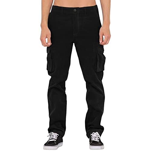 Cargohose Herren Baggy, Cargo Cordhose Herren Straight,Jogginghose Herren Streetwear Lang Lässig Schnüren Outdoorhose Einfarbig mit Taschen Freizeithose Stretch Motion Sporthose Regular Pants von Generic