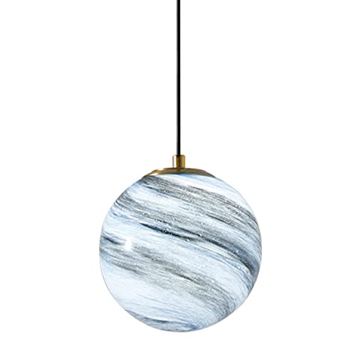 Ceiling Pendant Lighting Fixture, Creative Glass Planet Hanging Lamp Shade 1-Light Glass Ball Chandelier (Blue, 15cm) Made in China von Generic