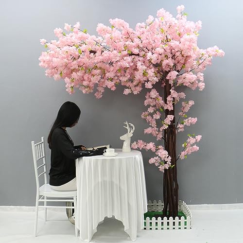 Cherry Blossoms Artificial Flowers Tree Red Cherry Blossom Trees Flowers Plants for Indoor Outdoor Home Wedding Party Opening Shopping Mall Restaurant Décor 2x1.8m/6.6x5.9ft von Generic