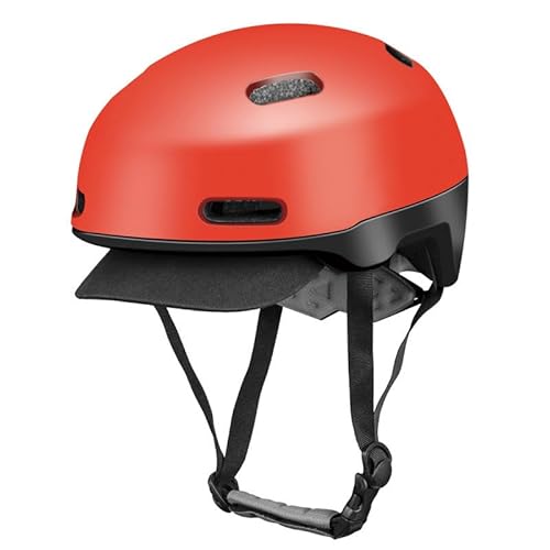 City-Fahrradhelm Fahrradhelm Mit Rücklicht Abnehmbares Visier Geeignet Für Fahrräder Roller Laufräder Elektrofahrzeuge Unisex (Rot,M) von Generic