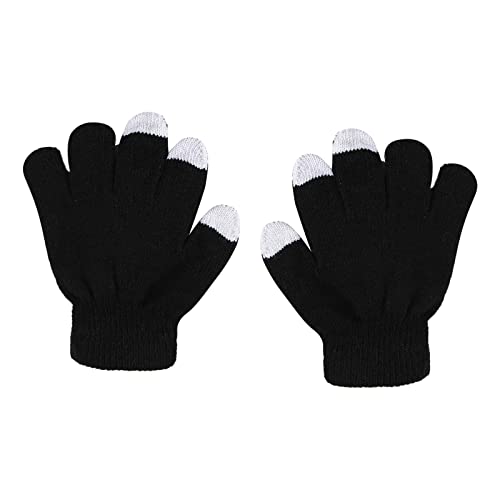 Color Solid Stretch Non Wool Show Finger Radfahren gestrickte Slip-Handschuhe Handschuhe Handschuhe Handschuhe Für Damen (Black, One Size) von Generic