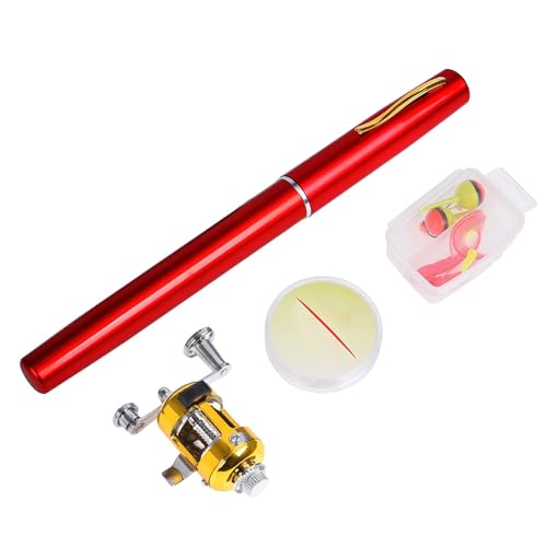 Combo Angelrute und Angelrolle Stift, Angelrute Stift | Taschenangelrute für tragbaren Angelstift | Angelruten-Stift, kleine Angelrute für Geburtstage, Urlaub, andere Anlässe von Generic